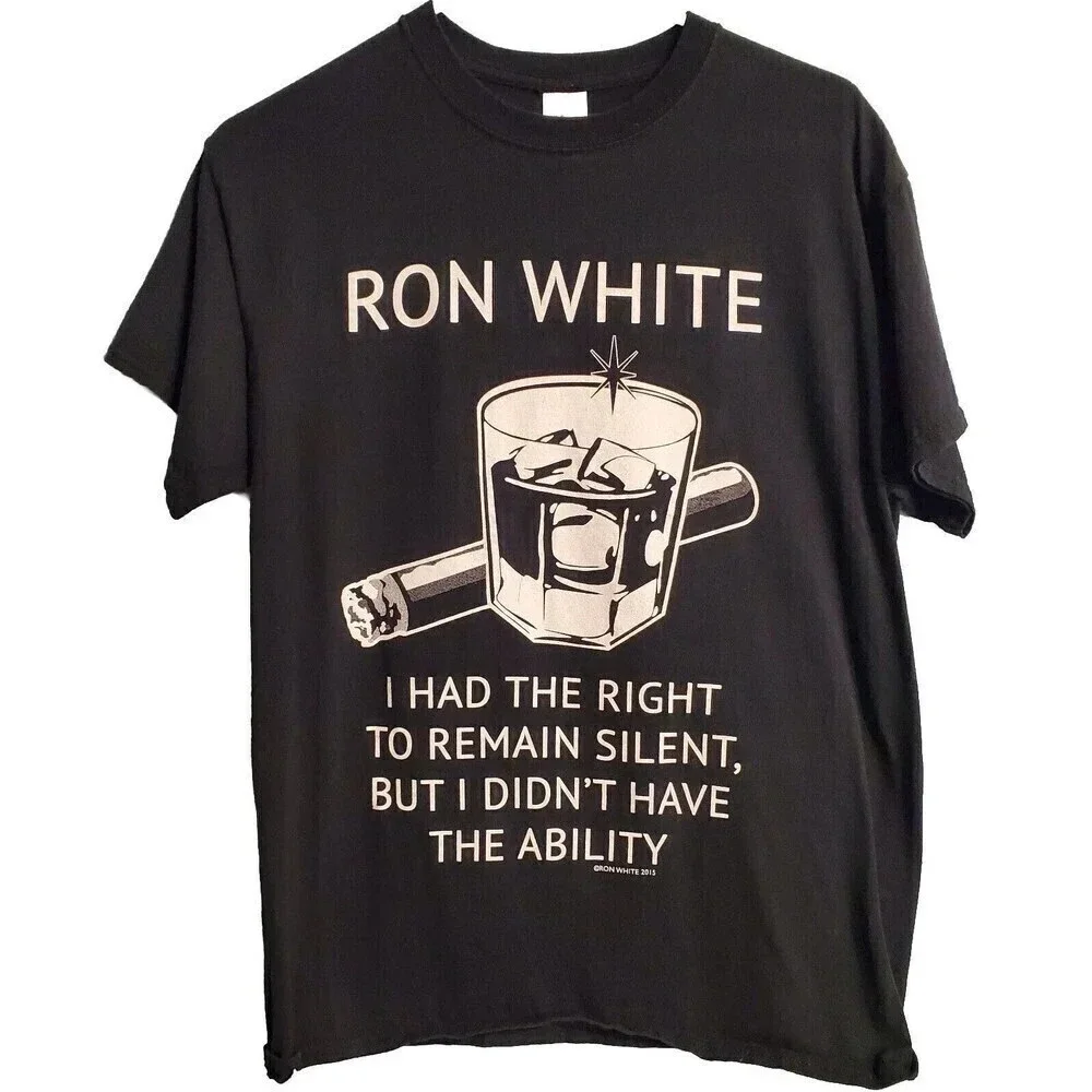 Gildan Mens Ron White Black Tshirt Medium‎ Cotton Short Sleeve Booze Cigar